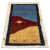 Handwoven Persian Pictorial Gabbeh Rug - Sunburst Design - Navy Blue Wool