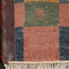 Handwoven Persian Geometric Gabbeh Rug - Checkered Animal Motifs - Orange Wool