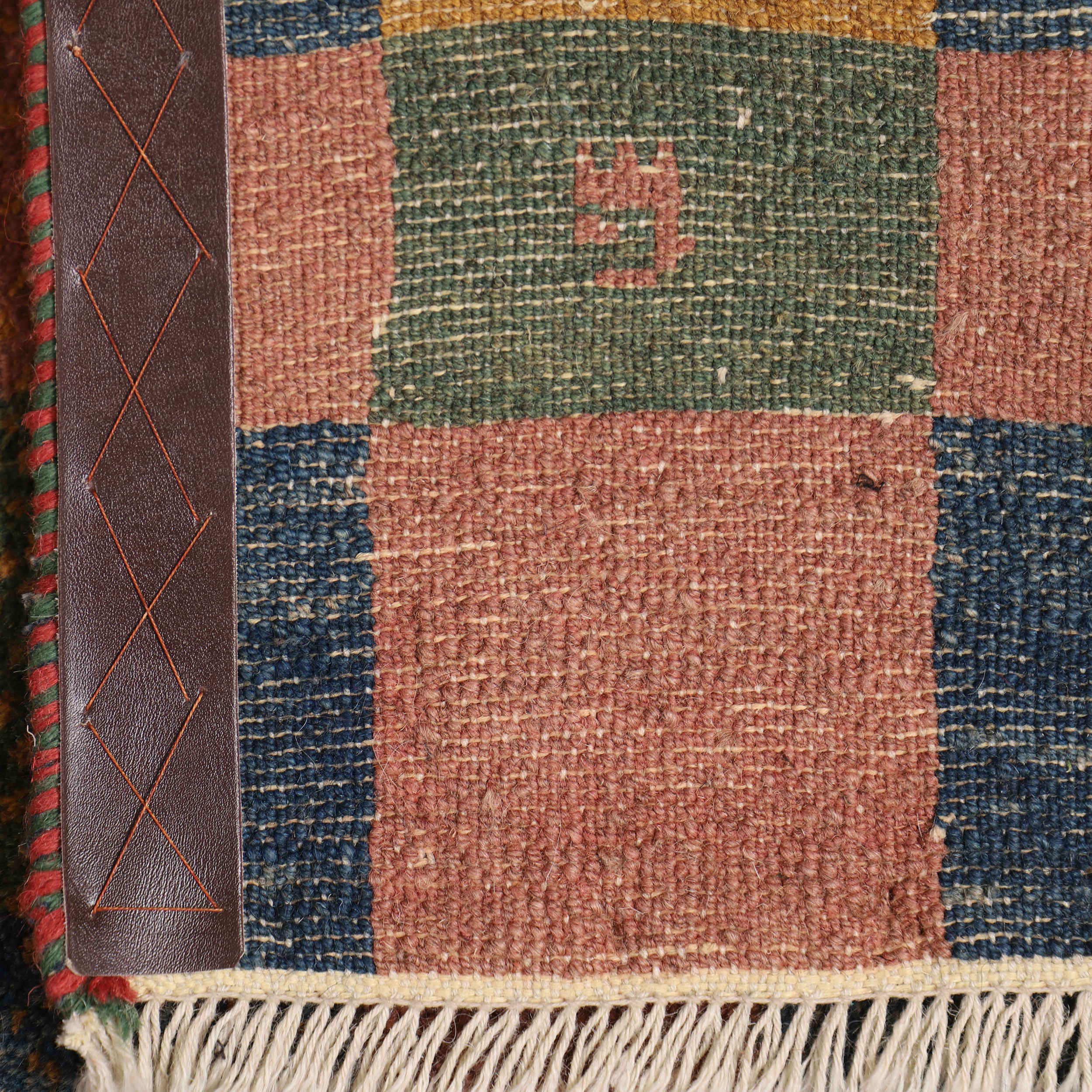 Handwoven Persian Geometric Gabbeh Rug - Checkered Animal Motifs ...