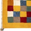 Handwoven Persian Geometric Gabbeh Rug - Checkered Yellow Wool