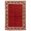 Handwoven Persian Minimalist Gabbeh Rug - Floral Bordered Red Wool