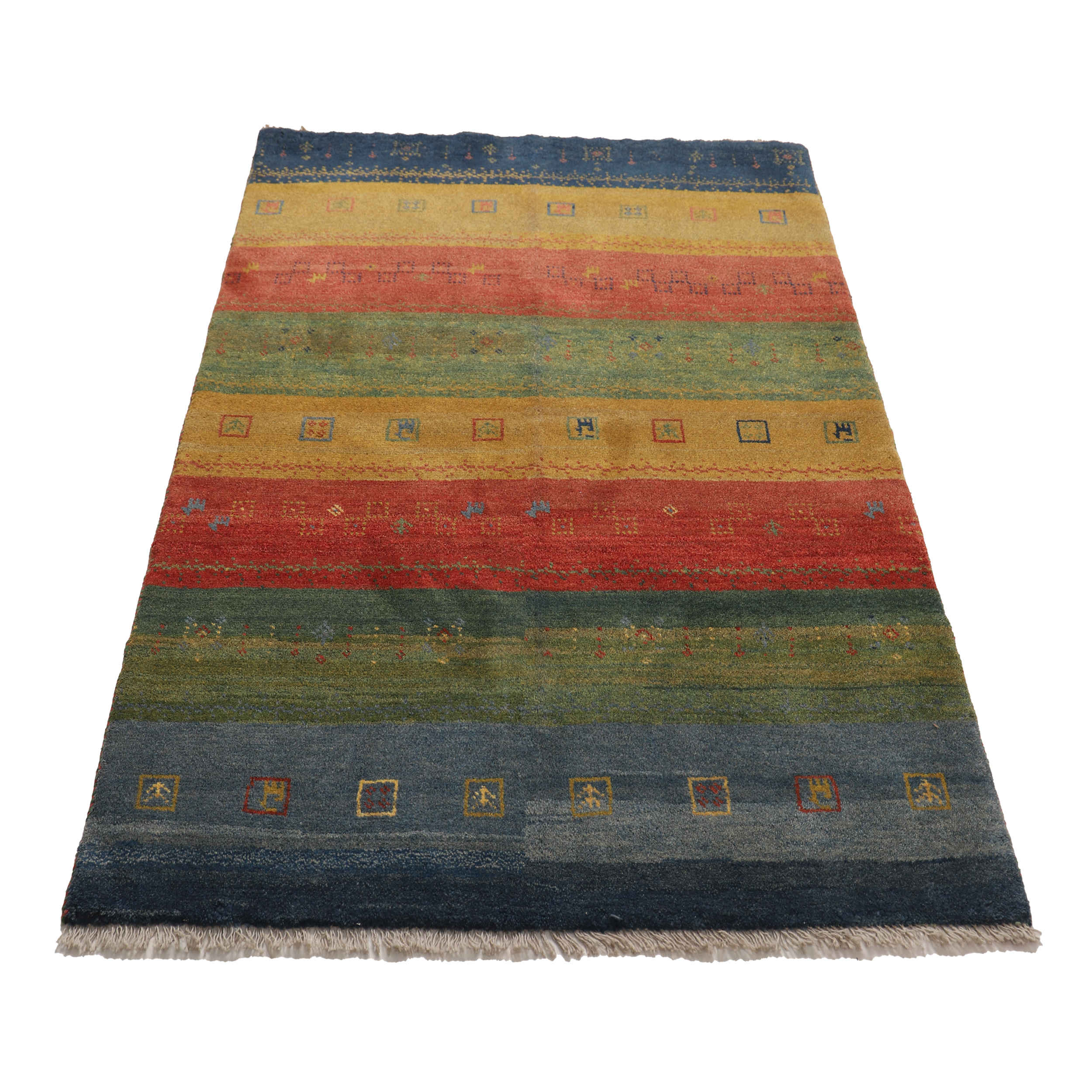 Handwoven Persian Striped Gabbeh Rug in Brown – Premium Wool