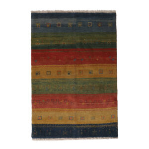 Handwoven Persian Striped Gabbeh Rug in Brown – Premium Wool