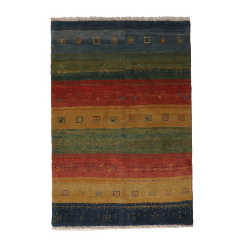 Handwoven Persian Striped Gabbeh Rug in Brown - Premium Wool