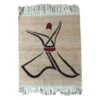 Handwoven Persian Minimalist Gabbeh Rug - Whirling Dervish Design - Cream Wool Blend