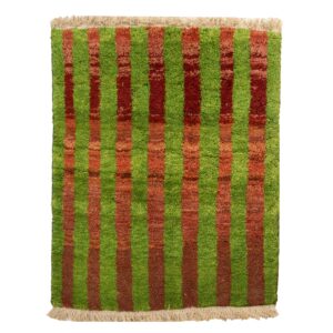 Handwoven Persian Striped Gabbeh Rug in Green – Wool