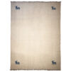 Handwoven Persian Minimalist Gabbeh Rug - Solid Cream Wool