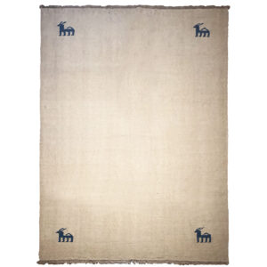 Handwoven Persian Minimalist Gabbeh Rug – Solid Cream Wool