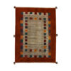 Handwoven Persian Kheshti Gabbeh Rug - Geometric Maroon - Wool Blend