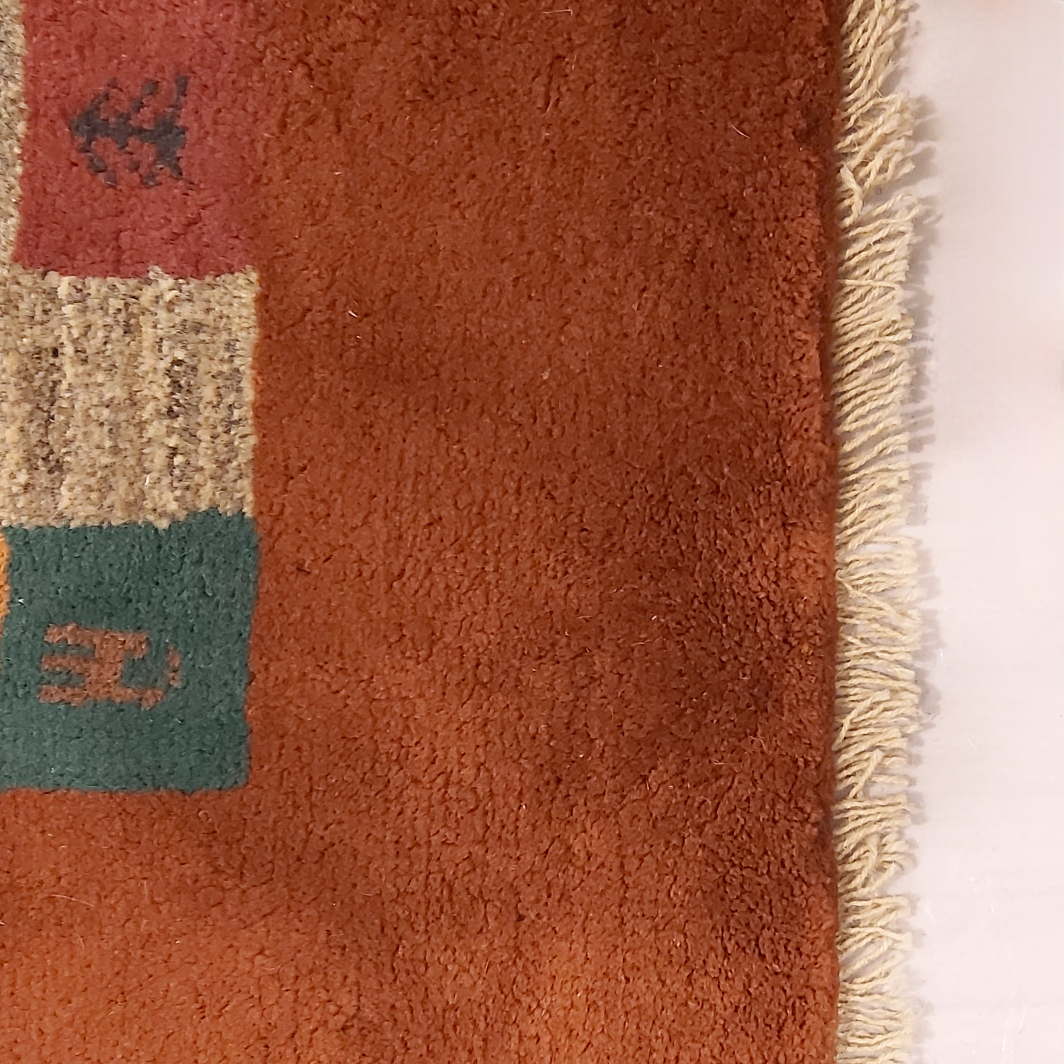 Handwoven Persian Kheshti Gabbeh Rug – Geometric Maroon – Wool Blend