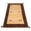 Handwoven Persian Minimalist Gabbeh Rug - Bordered Animal Motifs - Cream Wool