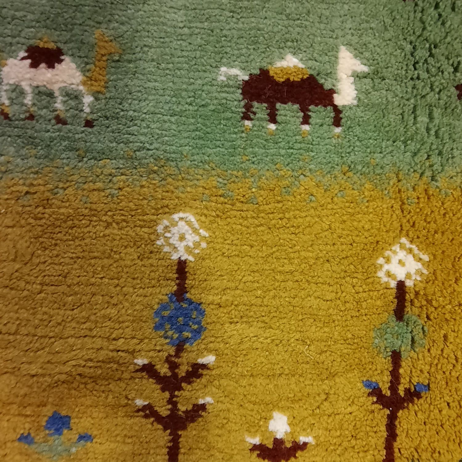 Handwoven Persian Tree of Life Gabbeh Rug in Green – Wool Blend