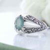 Persian Green Emerald Silver Ring For Men Handcrafted