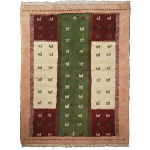 Persian Kashkuli Gabbeh Rug – Handwoven Animal Motifs – Cream Wool