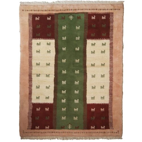 Persian Kashkuli Gabbeh Rug - Handwoven Animal Motifs - Cream Wool