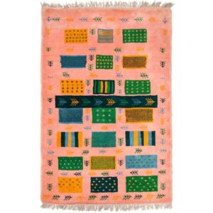 Persian Kashkuli Gabbeh Rug – Handwoven Geometric Pink Wool