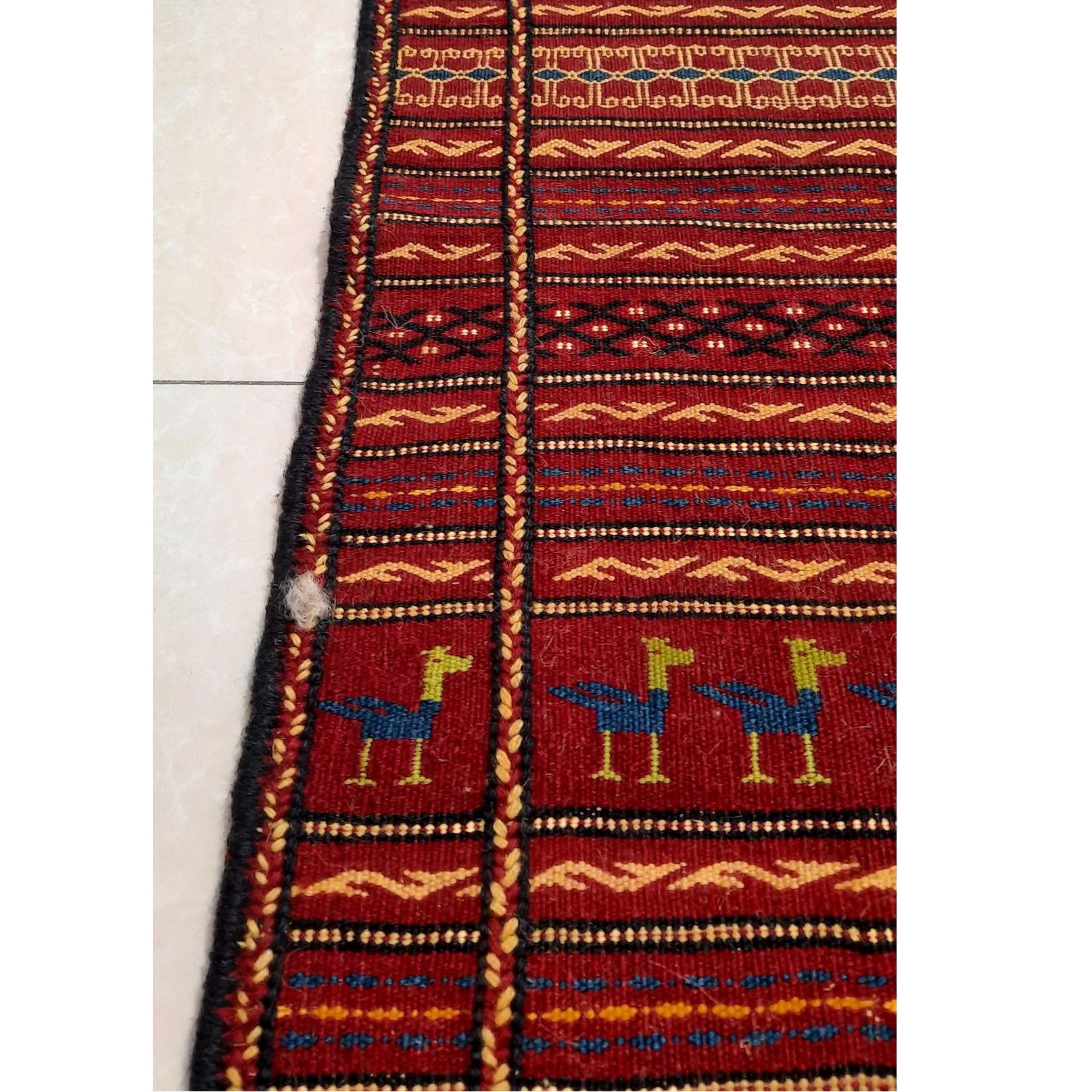 Maroon Striped Kilim Rug from Ghoochan – Handwoven Persian Wool