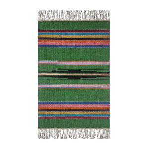 Green Striped Kilim Rug from Lorestan – Handwoven Persian Wool