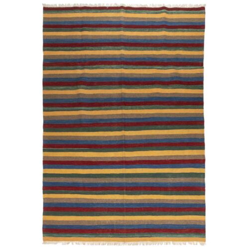 Fars Striped Kilim Rug - Authentic Handwoven Persian Wool Traditional