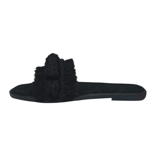 Macrame Boho Chic Slippers for Women in Black