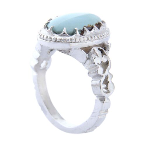 Neyshabur Turquoise Silver Gemstone Ring for Men – Traditional Persian Design