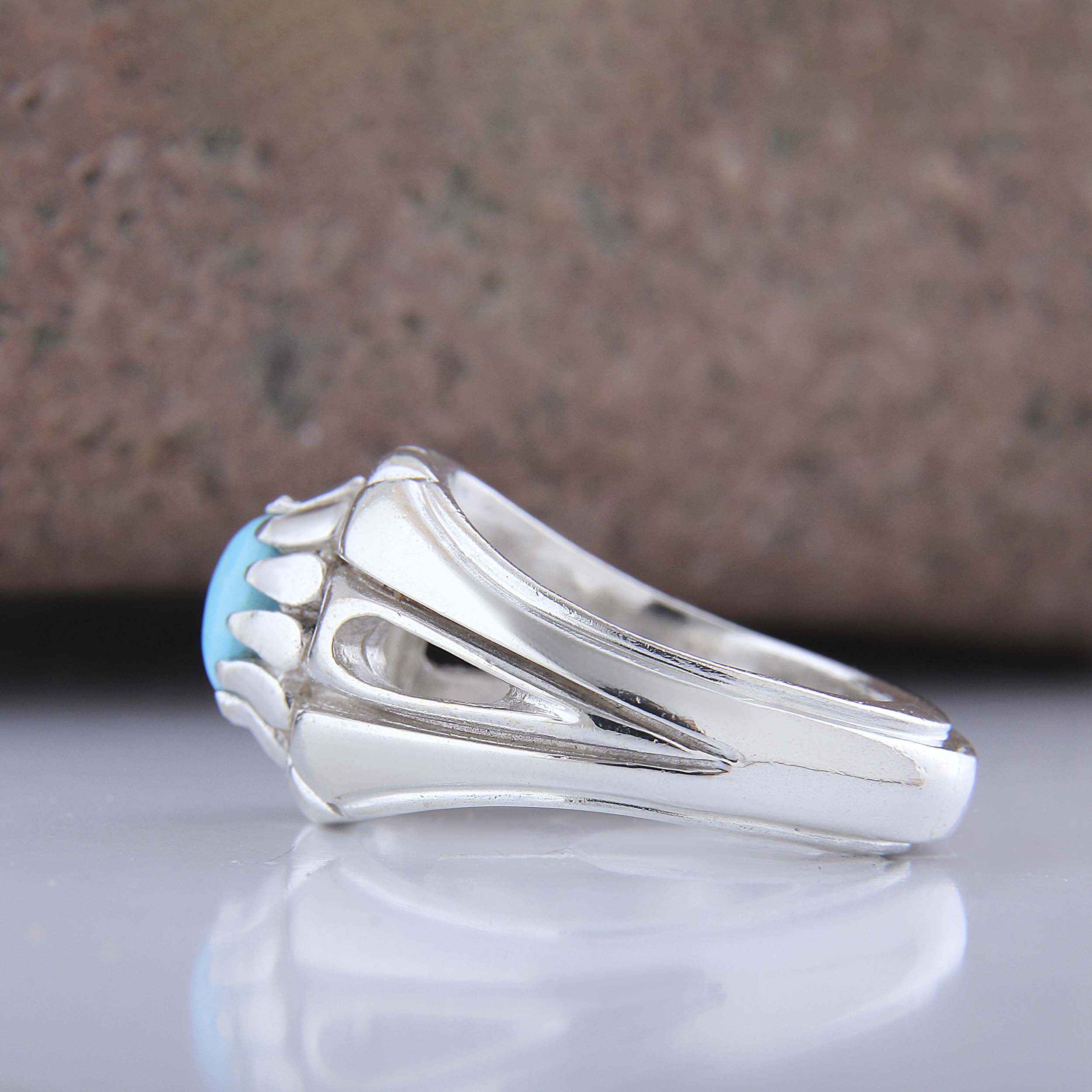 Persian Neyshabur Turquoise Silver Ring for Men Model Spider
