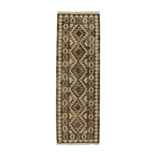 Persian Rug Table Runner Handwoven in Qashqai Style Brown