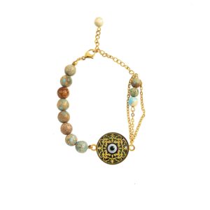 Persian Steel Beaded Bracelet for Women – Turquoise Evil Eye