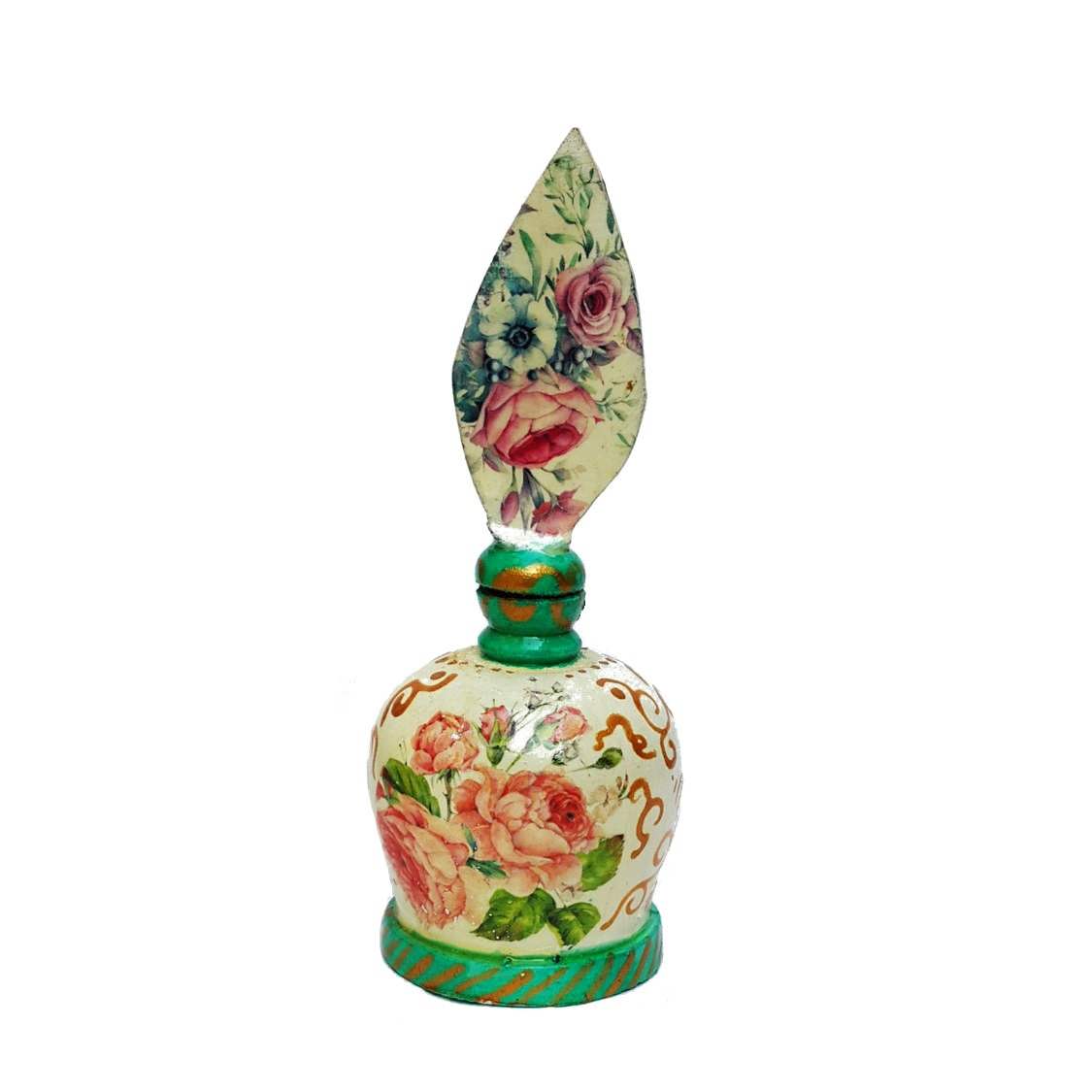 Persian Surma Dani Made of Wood For Keeping Kohl Floral Green (x2)