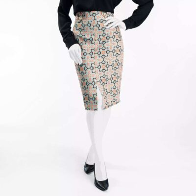 Persian Cotton Blend Pencil Skirt with Seamless Design