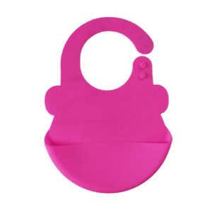 Pink Waterproof Silicone Baby Bib for Eating