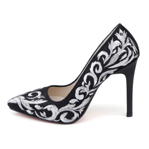 Pump Heels for Women with Embroidered Design