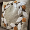 Punch Needle Cushion Cover - Embroidered Leaves Cream Design (Set of 2)