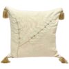 Punch Needle Cushion Cover - Embroidered Long Leaves Cream Design