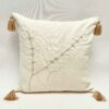 Punch Needle Cushion Cover - Embroidered Long Leaves Cream Design