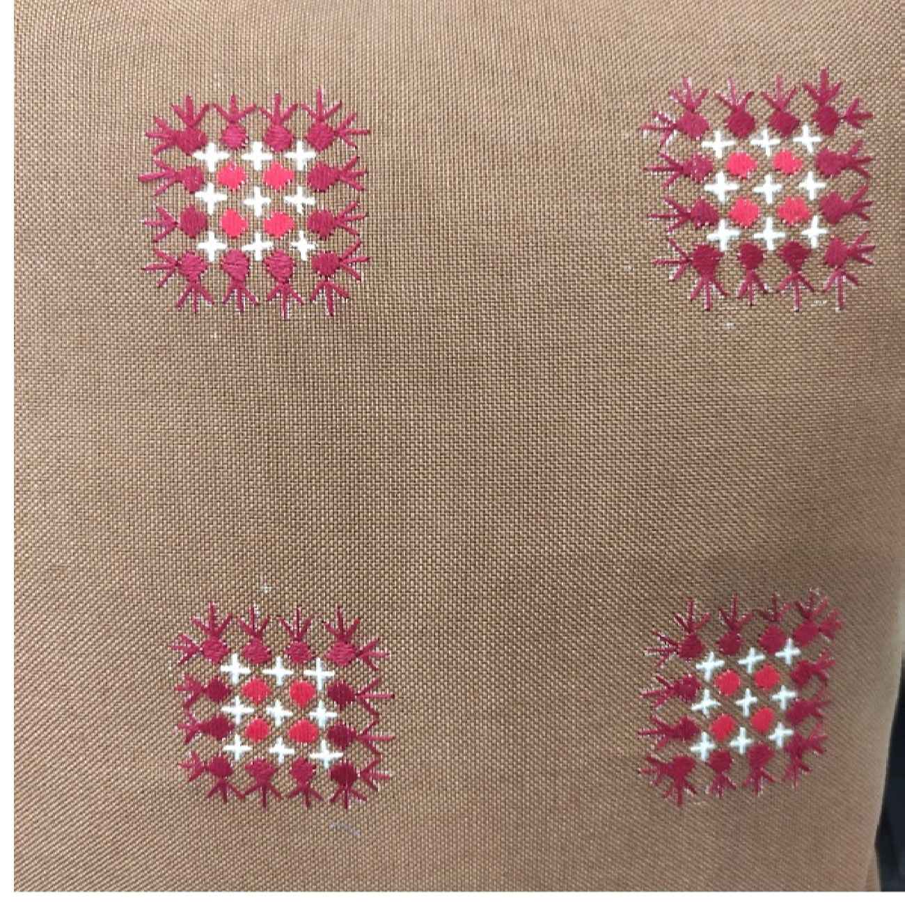 Embroidered Cushion Cover with Geometric Design