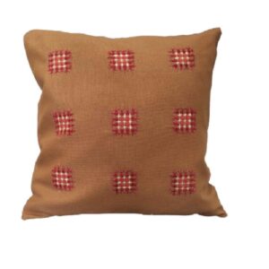 Embroidered Cushion Cover with Geometric Design