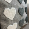 Punch Needle Cushion Cover - Embroidered Heart Shapes Gray Design
