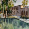 Original Realism Painting - Watercolor on Cardboard, Persian Architecture