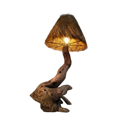 Rustic Log-Shaped Wooden Table Lamp – Handcrafted Home Decor Light