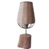 Rustic Log-Shaped Wooden Table Lamp – Hemp Shade Nature Accent