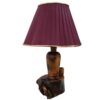 Rustic Log-Shaped Wooden Table Lamp – Handcrafted Fabric Shade Light