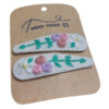Snap Hair Clip Set with Flower Design Hand-Embroidered