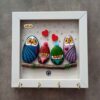 Decorative & Handcrafted Wall Key Holder with Owl Family Design and Stone Art
