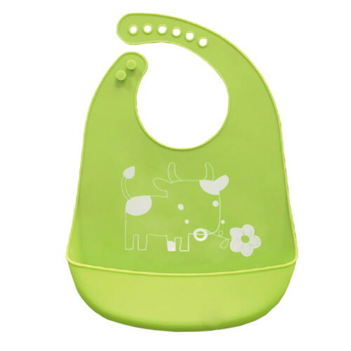 Waterproof Silicone Baby Bib for Eating with Little Cow Design