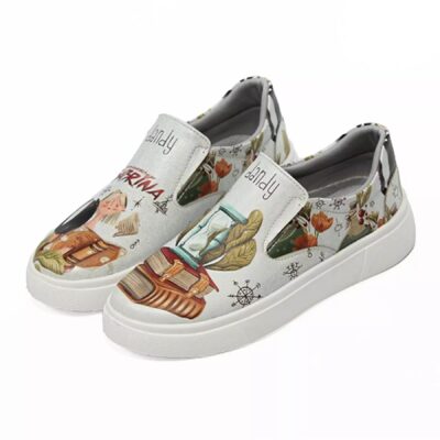 Graffiti Print Sneakers - Women's Chic Casual Shoes Model Sabrina