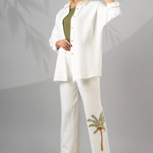 Women’s Manto & Pants Set with Embroidered Design