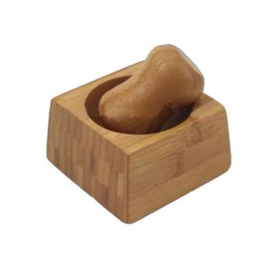 Wooden Bamboo Mortar & Pestle Set Handcrafted for Kitchen