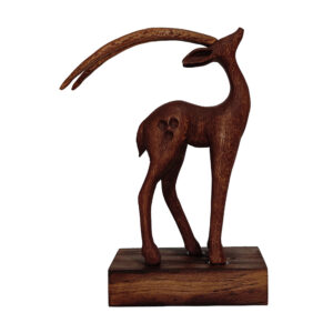 Wooden Gazelle Figurine Decorative Sculpture – Handcrafted Wildlife Art