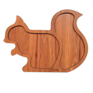Set of 2 Whimsical Squirrel-Shaped MDF Wooden Serving Trays